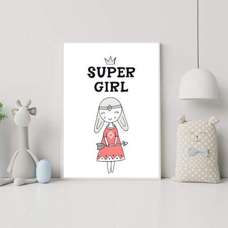 Children's Super girl poster 40X50 cm + silver frame