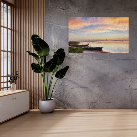 Picture on canvas Oil Painting Boats on the Shore 100x80 cm