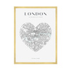 Poster London map heart 40X50 cm + gold frame