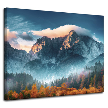 Canvas Print Mountains Sky Forest Nature 100x80 cm