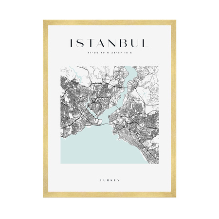 Poster Istanbul city map square 40X50 cm + gold frame