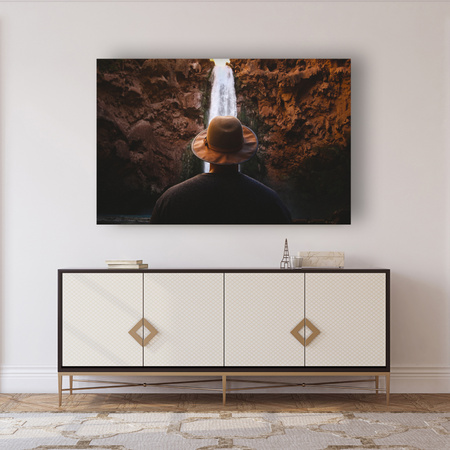 Canvas Print People Waterfall Mountains 90x60
