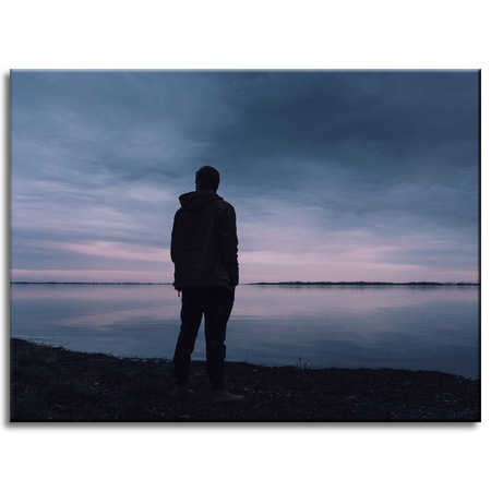 Canvas Print Nature Landscape Lake Man 40x30 cm