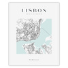 Poster Lisbon city map square 40X50 cm + gold frame