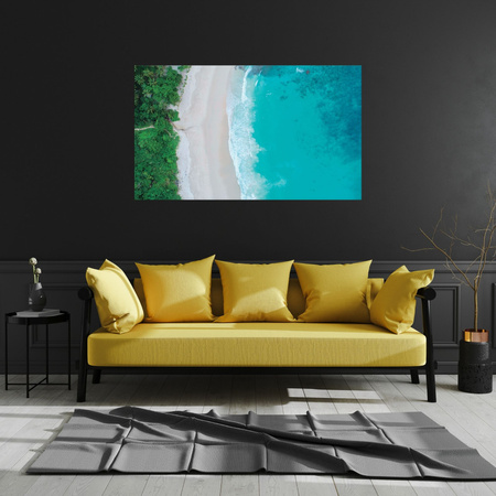 Canvas Print Water Waves Shore Trees Nature 100x80 cm