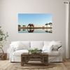 Canvas Print Elephant Drinking Water in Natural Habitat 100x80 cm
