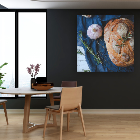 Canvas Print Bread Garlic Breakfast Rosemary Vintage 90x90