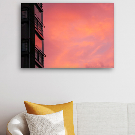 Canvas Print Pink Sky Sunset Building 90x60