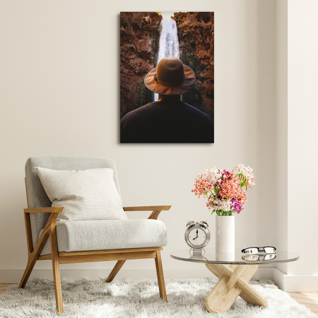 Canvas Print People Waterfall Mountains 80x120
