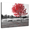Canvas Print Gray Red Leaves Contrast 100x80 cm