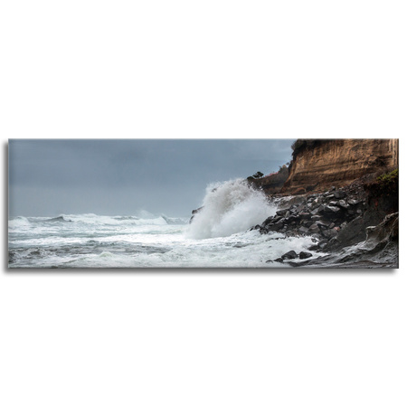 Canvas print Wave crashing against a cliff 120x40 cm