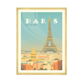 Poster of the City of Paris 40X50 cm + gold frame