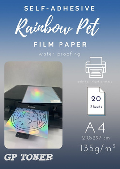 Self-adhesive waterproof rainbow holographic paper PET A4 PAP-CSF008