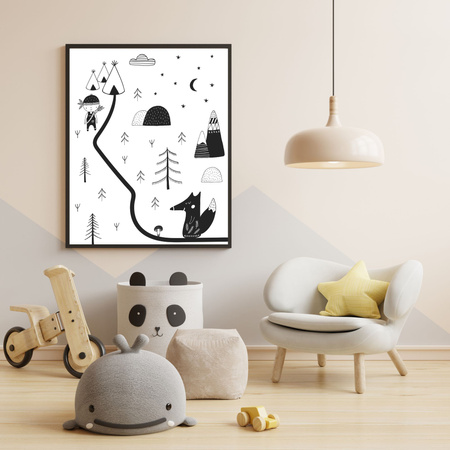 Children's fox poster 40X50 cm + gold frame