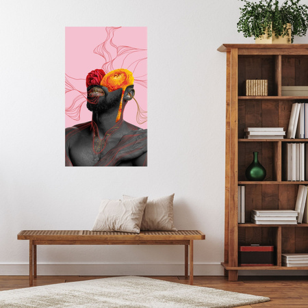 Canvas Print Black Man Flowers Nature 80x120 cm