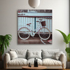 Canvas Print Vintage Bike in the City by the Bridge 90x90