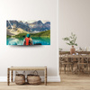 Canvas Print Girl in Kayak Mountains Lakes Nature 100x80 cm