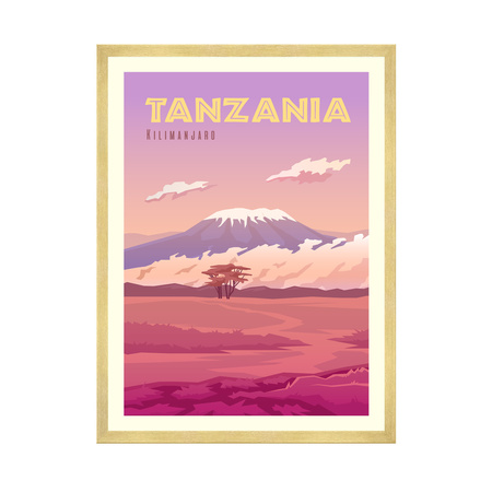 Poster Country of Tanzania 40X50 cm + gold frame
