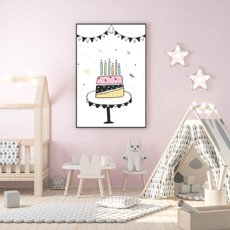 Birthday Cake Poster 40X50 cm + silver frame