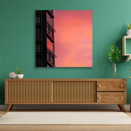 Canvas Print Pink Sky Sunset Building 90x90