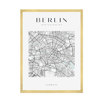 Poster Berlin city map square 40X50 cm + gold frame