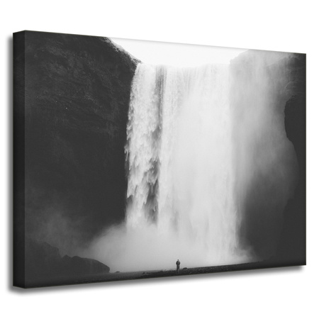 Canvas Print Black and White Waterfall 40x30 cm