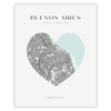 Poster Buenos Aires city map heart 40X50 cm + gold frame