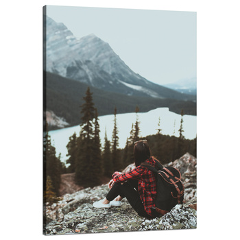 Canvas Print People Mountains Woman on the Trail 80x120