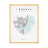 Poster Lisbon city map heart 40X50 cm + gold frame