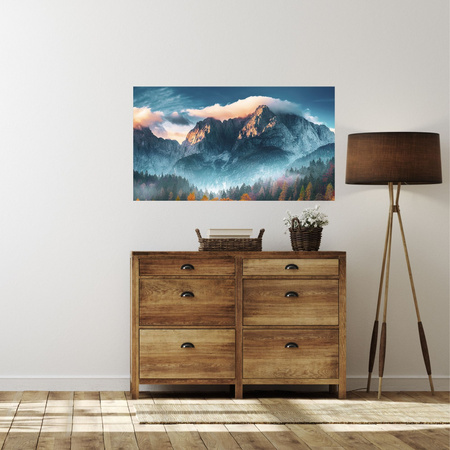 Canvas Print Mountains Sky Forest Nature 100x80 cm