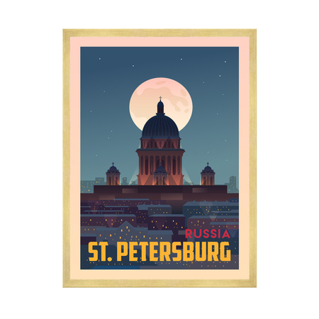 Poster of the City of St. Petersburg 40X50 cm + gold frame
