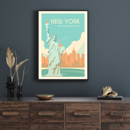 New York City poster 40X50 cm + gold frame