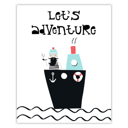 Children's poster Let's adventure 40X50 cm + gold frame