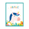 Children's Unicorn poster 21X29.7 cm + turquoise sea frame