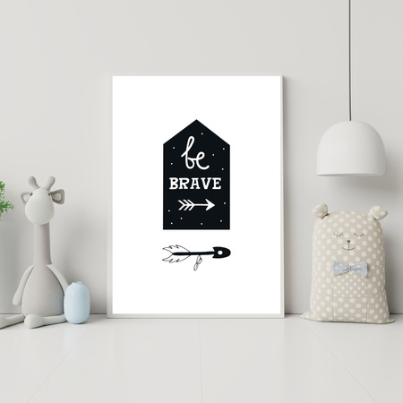 Children's poster Be brave 40X50 cm + green frame