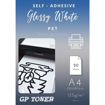 Self-adhesive white glossy paper 20 pcs A4 PAP-CSF016