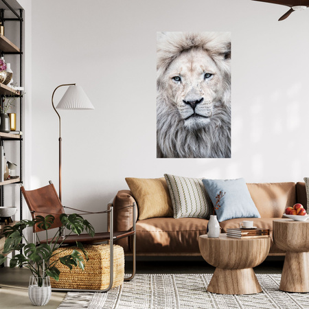 Canvas Print Bright Lion Face White Hair 80x120 cm