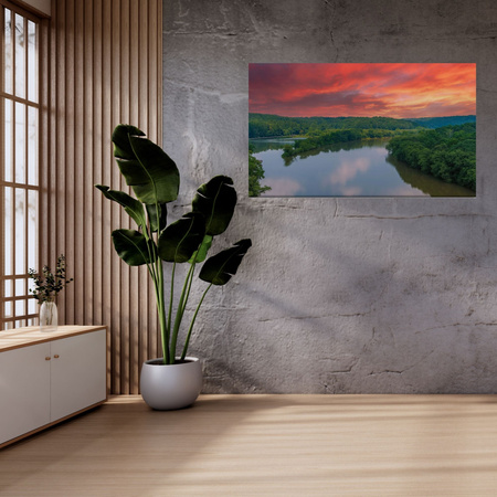 Canvas Print Pink Sky Sun River Nature 100x80 cm