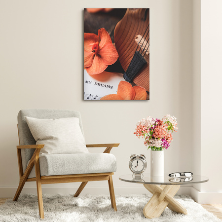 Canvas Print Music Notes Violin Flowers 80x120