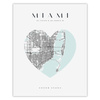 Poster Miami city map heart 40X50 cm + gold frame
