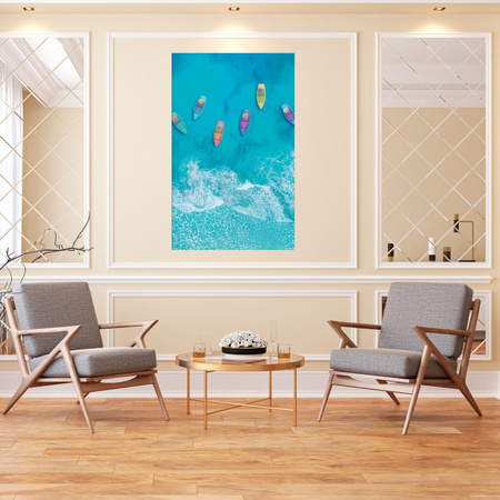 Canvas Print Boats on Water Ocean Blue 80x120 cm