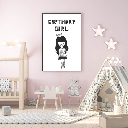 Birthday Poster Birthday girl 24X30 cm + turquoise sea frame