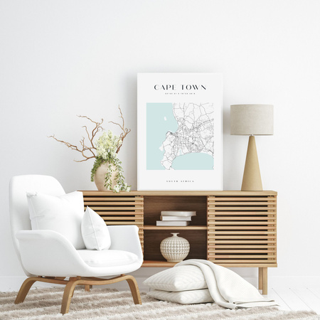 Poster Map of Cape Town square 40X50 cm + gold frame