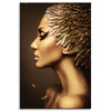 Canvas Print Pensive Woman Golden Colors Feathers 80x120 cm