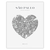Poster Sao Paulo city map heart 40X50 cm + gold frame
