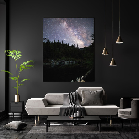 Canvas Print Space Starry Sky Over the Lake 30x40 cm