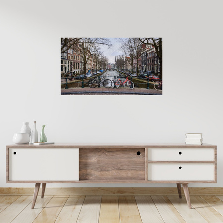 Canvas Print Bikes on the Amsterdam Bridge 100x80 cm