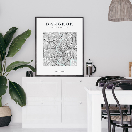 Poster Bangkok city map square 40X50 cm + gold frame