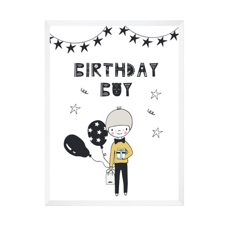 Birthday poster Birthday guy 21X29.7 cm + white frame