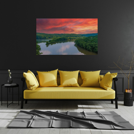 Canvas Print Pink Sky Sun River Nature 100x80 cm